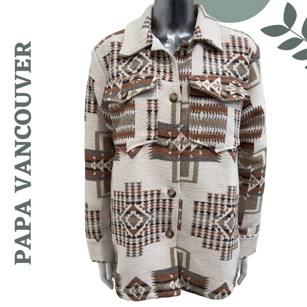 Papa Vancouver Aztec Shacket Jacket Small NWT - Picture 3 of 8